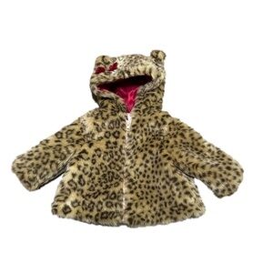 GYMBOREE Fake Fur Leopard Jacket Girl (Sz 3-6)